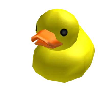 A low-polygon yellow rubber duck with an orange beak, rendered in a 3D style against a white background.
