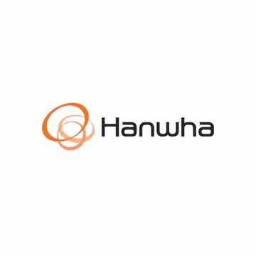The Hanwha logo displayed on a white background, featuring an orange stylized orbital ring design next to the black text 'Hanwha'.