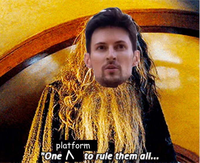 A meme showing Lionel Messi's face superimposed on a Lord of the Rings character, with text reading 'platform "One platform to rule them all..."'