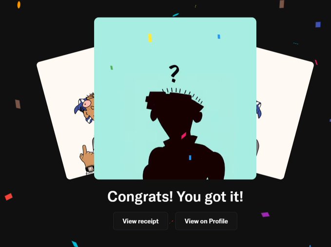 The image shows a screenshot from a social media platform, possibly Instagram or Twitter, with a person's profile picture displayed at the center of the screen. The background features confetti scattered around the image, adding a festive atmosphere. The caption reads "Congratulations! You got it!", indicating that someone has reached their goal or milestone on the platform.
