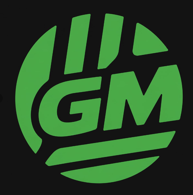 The image features a logo for a company named "Gm" that is green with white text. The logo is displayed against a black background, making it stand out prominently. The company's name is written in large, bold letters, emphasizing its importance. The logo and accompanying text are the main elements of this image.