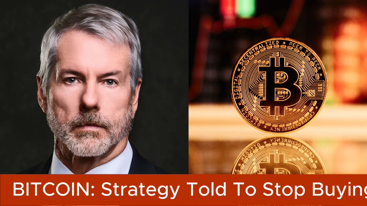 The image features a man with a beard wearing a suit, who appears to be an expert or authority on Bitcoin strategy. The background of the image shows a close-up of a gold coin, which is the main focus of the photo. Below this image, there is text that reads "BITCOIN: Strategy Told To Stop Buying Bitcoin And Rebuild Cash Reserves Julio Moreno says Strategy should pause Bitcoin purchases immediately". This suggests that the man in the image has some insights or advice on how to approach Bitcoin trading and investing strategies.