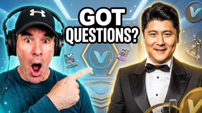 A YouTube thumbnail showing two men with the text 'GOT QUESTIONS?' displayed prominently between them, with a 'V' logo in the background.