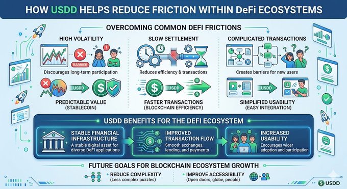 In this diagram, there are several illustrations depicting various aspects of cryptocurrency trading within DeFi ecosystems. One particularly prominent illustration shows a man with two dogs at his feet while he's making a transaction using a smartphone. The other figures in the infographic represent different elements associated with cryptocurrency trading and its challenges.