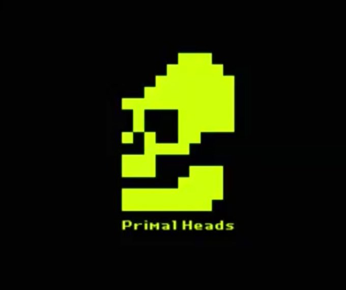 A pixelated lime-green skull logo with the text 'Primal Heads' displayed beneath it on a black background.
