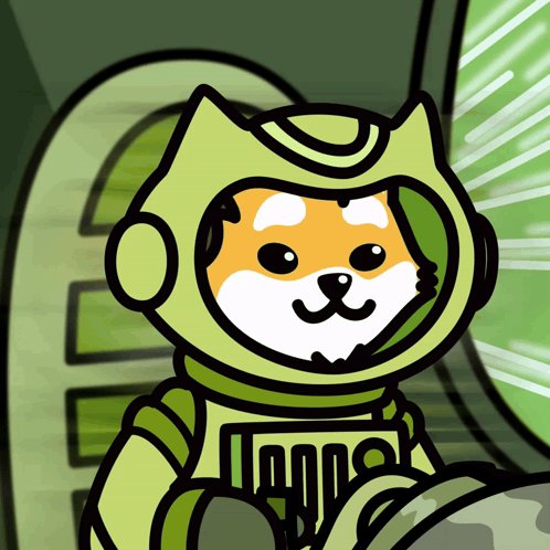 The image features a cartoon cat wearing a green spacesuit, sitting inside of an airplane cockpit with its eyes closed. The cat appears to be looking out the window or gazing at something outside. The caption "Green light zooooooom" is written in white text above and below the cat's head, which seems to be related to the image.