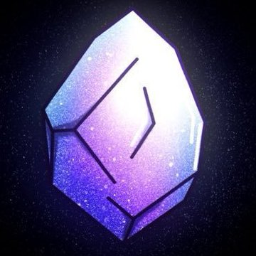 A glowing purple-and-blue crystalline gem floats against a starry cosmic background, likely serving as a celebratory visual for the user's achievement of becoming a member of the "0xAlphaGEMs" community. The gem's shimmering, galactic appearance symbolizes the prestige and excitement of reaching this milestone.