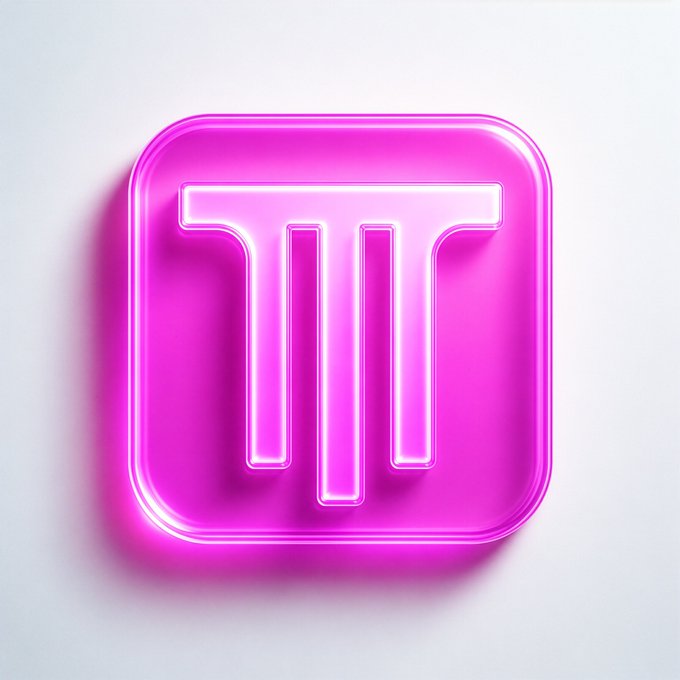 A glossy pink neon-lit app icon featuring a stylized white letter 'W' or trident symbol on a rounded square background.