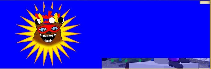 A cartoon sun with a grinning face and red crown appears on a blue sky background, suggesting a playful take on a "sunny" mascot or logo, while the caption hints at a humorous connection to why a moon might appear on a banner during Christmas or the end of the Ethiopian year.