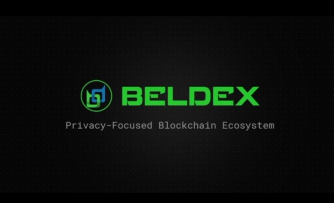 The image displays the Beldex logo and the text "BELDEX - Privacy-Focused Blockchain Ecosystem" on a dark background, reinforcing the post's emphasis on Beldex as a privacy-centric blockchain project. The branding visually aligns with the message about integrating confidentiality as a default feature through tools like BChat, BelNet, and BNS.