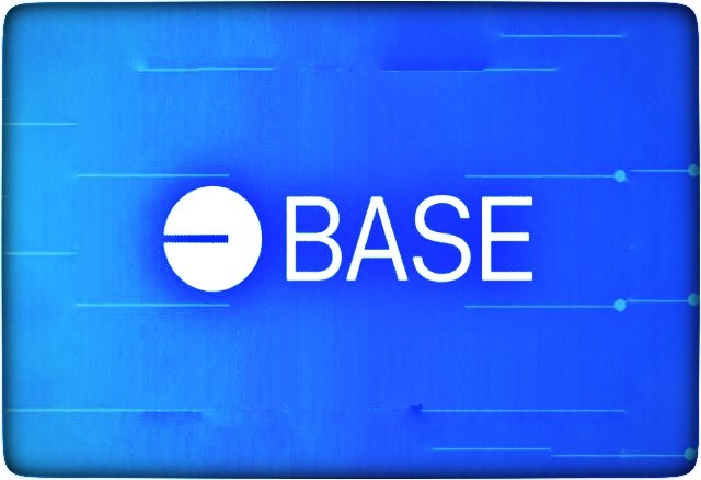 A stylized 'BASE' logo with a circular icon on a bright blue background with horizontal line accents.