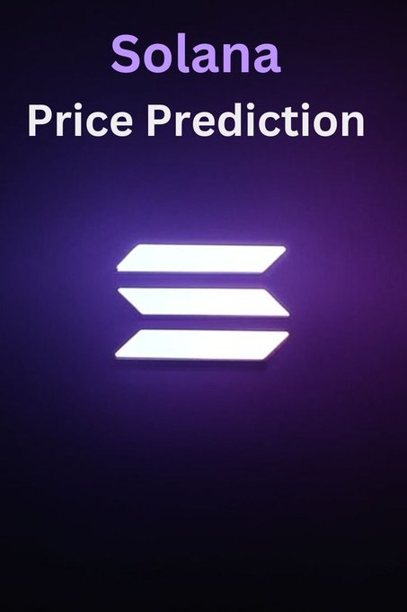 A title card with purple gradient background reading 'Solana Price Prediction' above a glowing Solana logo.