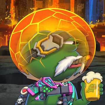 The image features a cartoon frog wearing a helmet with goggles and holding a beer mug, standing against an orange background that looks like lava or fire. The caption of the image reads "The @PepeExplorers NFTs are coming with accessories that are straight fire If your friends haven't discovered Pepe Explorers yet, tag them, share it, and let's build the hype together".