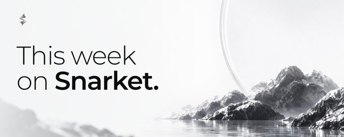 Black and white banner with mountain imagery reading 'This week on Snarket.'
