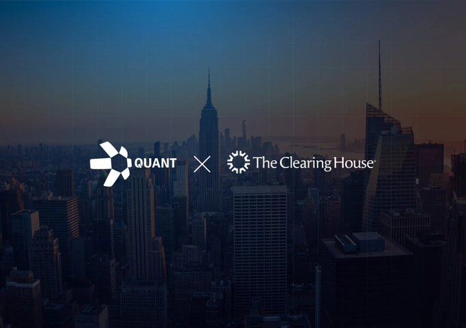 A graphic showing logos for 'QUANT' and 'The Clearing House' against a dark city skyline.