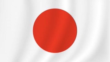 The flag of Japan, featuring a red circle centered on a white background.