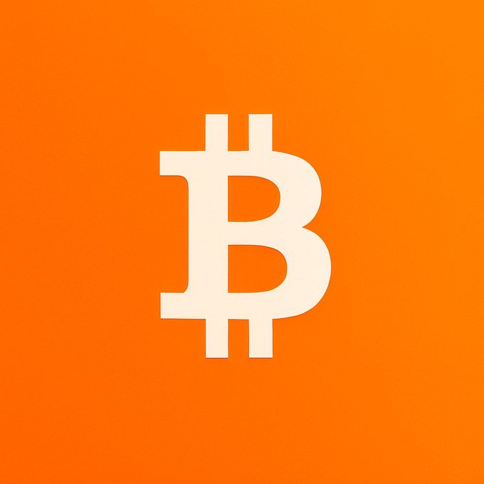 A simple graphic showing the white Bitcoin '₿' symbol on a bright orange background.