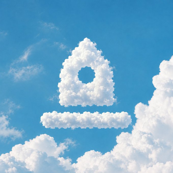 A creative sky photograph where clouds are arranged to form the shape of a house against a bright blue sky.