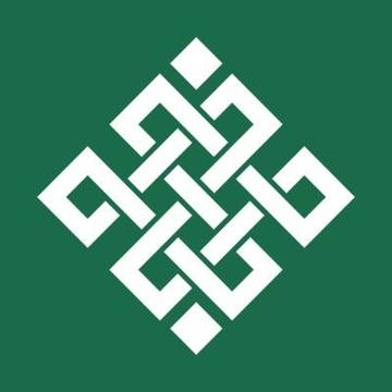 A green and white geometric logo featuring an interwoven knot pattern resembling an endless knot or Celtic-style design.