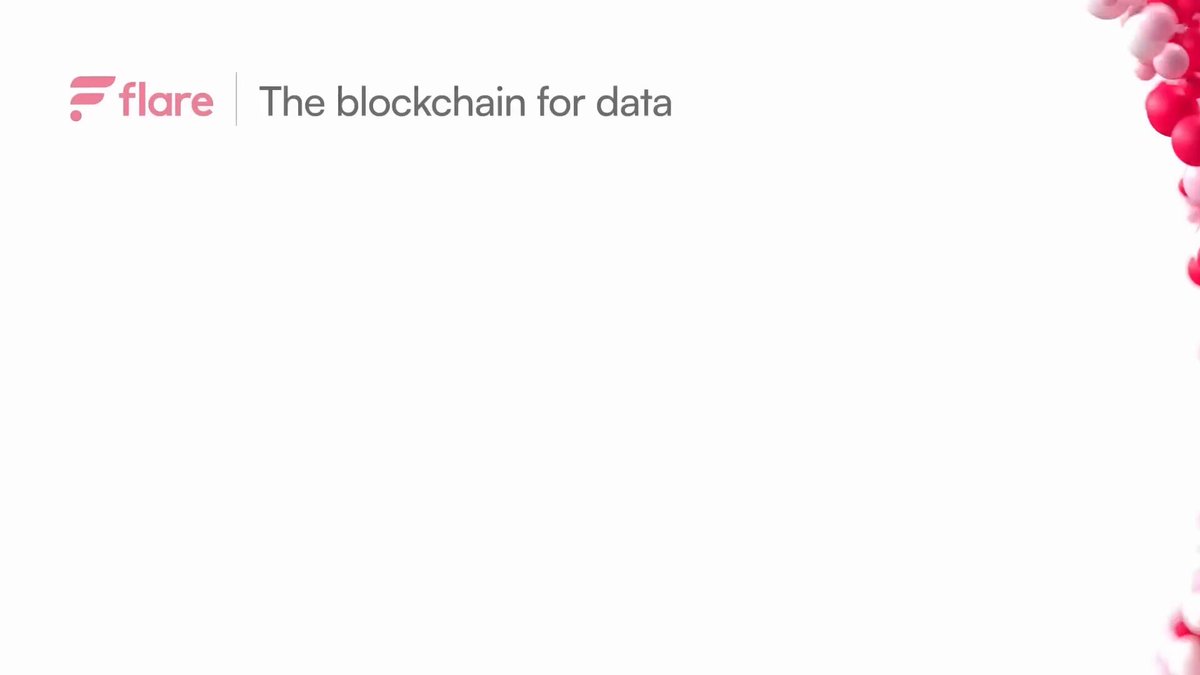 The image features a white banner with pink text that reads "Flare The Blockchain for Data" and "Proud to be running Infra on #Flare and finding new and exciting ways to reward our supporters!". The banner also includes an image of balloons in red, white, and black colors.