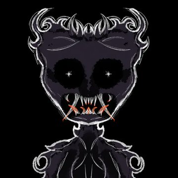 The image depicts a digital illustration of a face drawn with black lines, giving it an eerie and mysterious appearance. The face has white teeth that stand out against its dark features. The text accompanying the image reads "giveaway 10 GTD for @the_demoonz Supply: 1,666 Mint price: TBA Mint date: TBA To Enter: 1. Follow @the_demoonz & @0xWhyNotOwen 2. Like + RT this post 3. Drop your wallet Ends in 24 hours". The image seems to be related to a social media post that offers a tempting offer for a limited time, drawing attention and encouraging the viewer to participate or take advantage of the opportunity provided by the account.