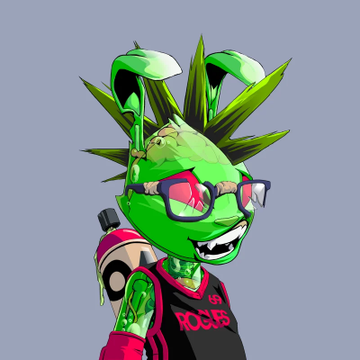 A 3D-rendered green cartoon character with spiky hair wears glasses and a dark shirt with 'LOS POCOS' written in pink.