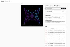 A webpage screenshot displaying a profile or app store listing for 'Quantum Echoes - Flappy Keys' with a dark purple butterfly-themed graphic and product details.