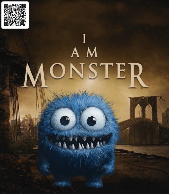 The image features a blue monster with big eyes, open mouth, and teeth, standing against an ominous backdrop of rubble and debris. The text "I am MONSTER" is written above the monster's head, while the phrase "$XPR $METAL" appears below it. This combination of text suggests that the monster might be associated with a specific type of metal or material, possibly related to the post's title.