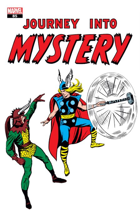 A Marvel comic book cover for 'JOURNEY INTO MYSTERY' issue 85, featuring the character Thor swinging his hammer at Loki.