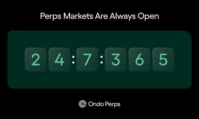 The image shows a digital countdown timer displaying "02:47:36" against a stylized purple cityscape background, with the "Ondo US Dollar Yield" logo at the bottom—visually reinforcing the post's message that market-moving events, like Marvell's ($MRVL) earnings, are ticking down in real time.