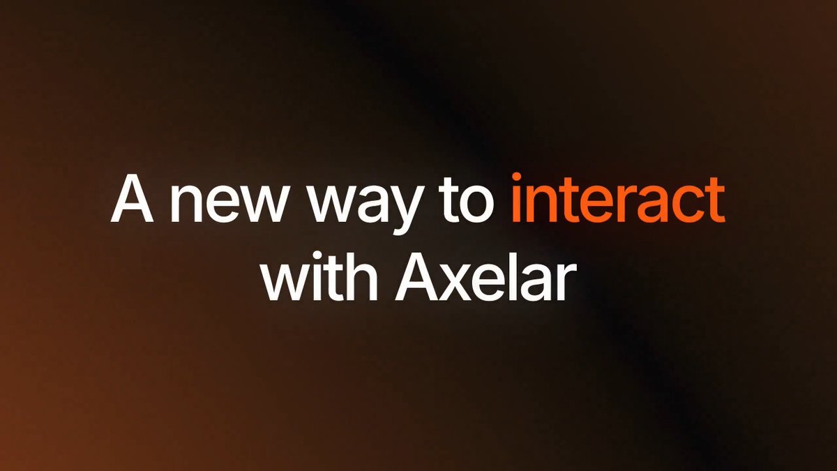 The image features a banner with white text that reads "A new way to interact with Axelar". The background of the image is dark brown, which contrasts nicely with the white text. The text is positioned at the top left corner of the image, while the rest of the image occupies the bottom right corner.