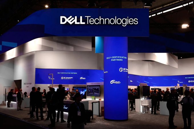 A Dell Technologies trade show booth featuring their 'Self-Certification Partners' section with branding by Intel and 6WIND.