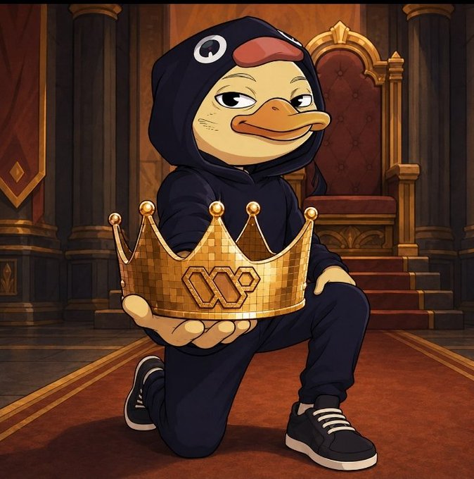 The image features a cartoon duck wearing a crown, holding a gold crown with its beak open as if posing for a picture or giving a speech. The caption reads "Shikenan. You know that feeling when something starts changing before anyone says it out loud? Been noticing it on @wallchain lately. Not the loud shifts. The accounts that dominated every conversation a few weeks ago are suddenly harder to find."