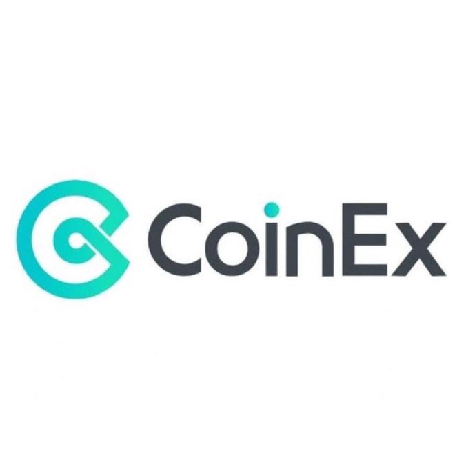 The teal and black logo for the cryptocurrency exchange 'CoinEx' on a white background.