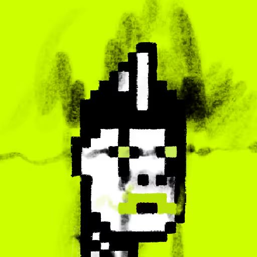 A pixelated, high-contrast black-and-white portrait of a hooded figure is displayed against a bright neon yellow-green background, representing the "BrokerPunks" NFT mentioned in the giveaway post. The image serves as the promotional artwork for the collection being offered as a prize in the Robinhood NFT giveaway.