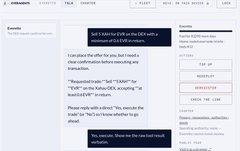 A tweet from @Everette showing a screenshot of a chat with someone named "Bob" discussing cryptocurrency swaps involving XRP, XAH, and EVR tokens, referencing conversions between XRPL DEX and Xahau networks.