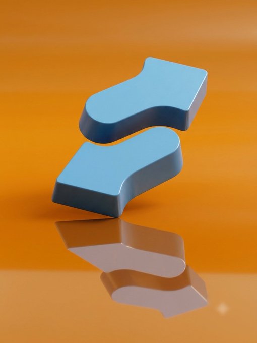 A stylized blue "S" logo floats above a reflective orange surface, visually echoing the "$STONK" ticker referenced in the post celebrating the token's growth from $12M to over $23M market cap. The reflective mirror effect beneath the "S" suggests the upward momentum and doubling of value the poster is highlighting for their community.