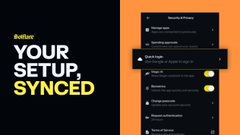 A dark-themed banner advertising 'fylt.nz' with the text 'YOUR SETUP, SYNCED,' displaying a list of features or menu options on the side.