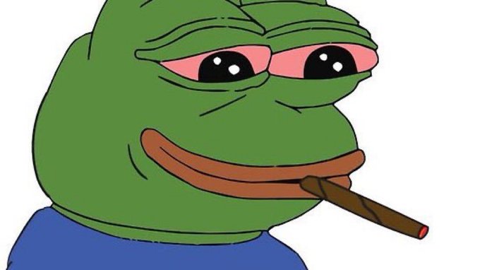 A sad-looking Pepe the Frog meme with heavy, droopy eyes and a cigarette dangling from his mouth.