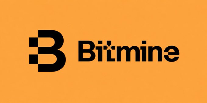 The image displays the Bitmine logo in black on an orange background, representing the company featured in the post about their recent purchase of approximately 27,562 ETH worth $73 million, bringing their total holdings to nearly 5.99 million ETH.