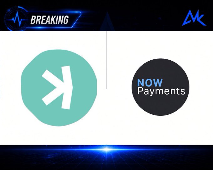 A breaking news graphic featuring the Synapse (green circle with arrow) and NOW Payments (dark circle) logos side by side on a dark blue background with a 'BREAKING' banner and 'MK' logo.