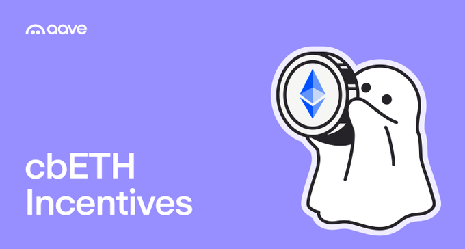 The image features a white ghost with blue eyes, holding a coin over its head as if it's about to make a wish or perform some sort of magic trick. The background of the image is purple, which contrasts with the white ghost and makes it stand out more. Below the ghost, there is text that reads "cbETH Incentives" in black letters. This suggests that the image might be related to an advertisement for cryptocurrency or a promotion for a cryptocurrency-related service.