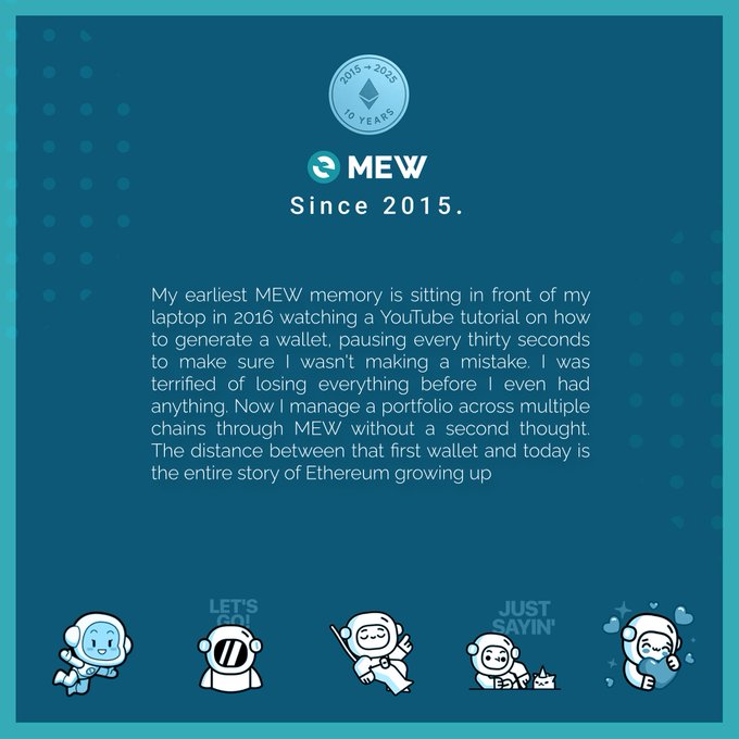 "Let's say" is written below a picture of an astronaut, which is part of a series of illustrations depicting various characters from different planets. The text above the illustrations reads "Let's say", suggesting that there might be a connection between the illustration and the post about Ethereum.