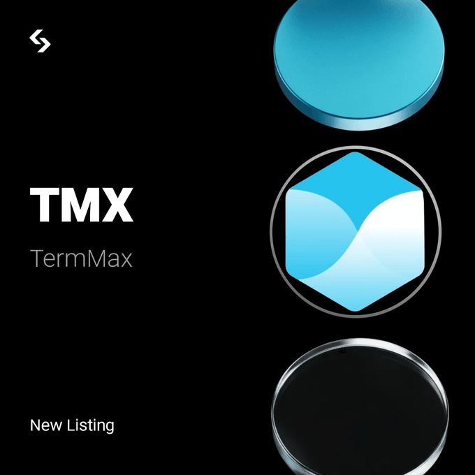 The graphic promotes the new TermMax (TMX) listing on Bitget, featuring a black background with a cyan hexagonal logo and the text "TMX TermMax" alongside "New Listing." It visually announces the upcoming TMX/USDT trading pair that begins August 25 at 10:00 UTC.