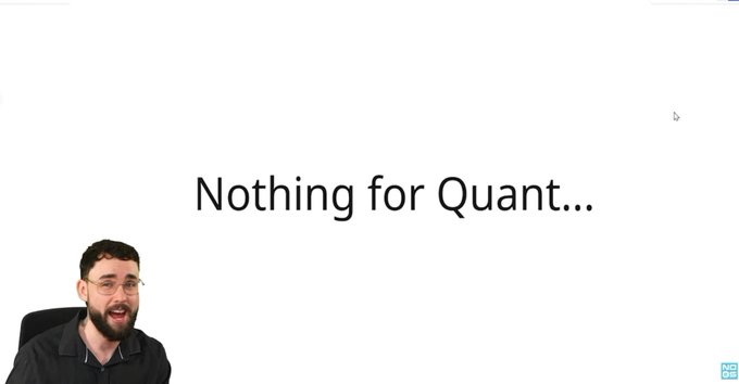 A thumbnail of a man speaking, with the title text 'Nothing for Quant...' on a white background.