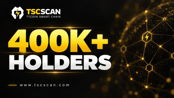 A promotional graphic for 'TSCSCAN' displays '4000+ HOLDERS' and 'www.tscscan.com' against a dark background with golden hexagonal patterns.