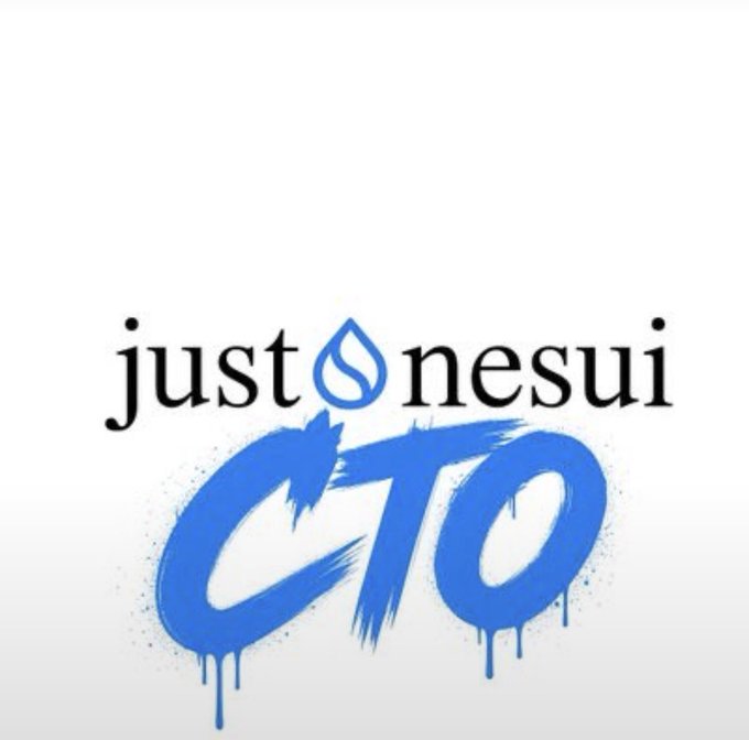 A logo design featuring the text "just onesui" in black serif font with a stylized blue water drop replacing the space, accompanied by "CTO" in large blue graffiti-style dripping letters on a white background.