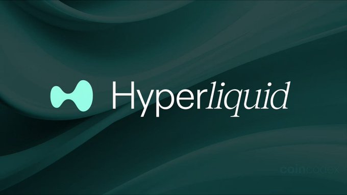 The image displays the Hyperliquid logo, featuring a stylized teal hourglass-like icon next to the white "Hyperliquid" text, set against a dark green flowing background. It visually reinforces the post's claim about Hyperliquid being the top revenue-generating crypto protocol, with the brand prominently featured to highlight its identity as the leading decentralized perpetuals DEX.