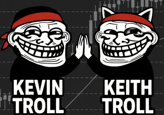 The image shows two cartoon faces, one with a bandanna around its neck, and another with bandannas placed over their eyes and mouths while both smiling. The text "WE GILL'D" is displayed below each face. These cartoon characters appear to be fighting, possibly as trolls in a satirical context related to the current economic situation or market trends.