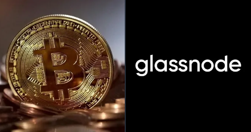 A golden Bitcoin coin displayed next to the "glassnode" logo in white text on a black background.